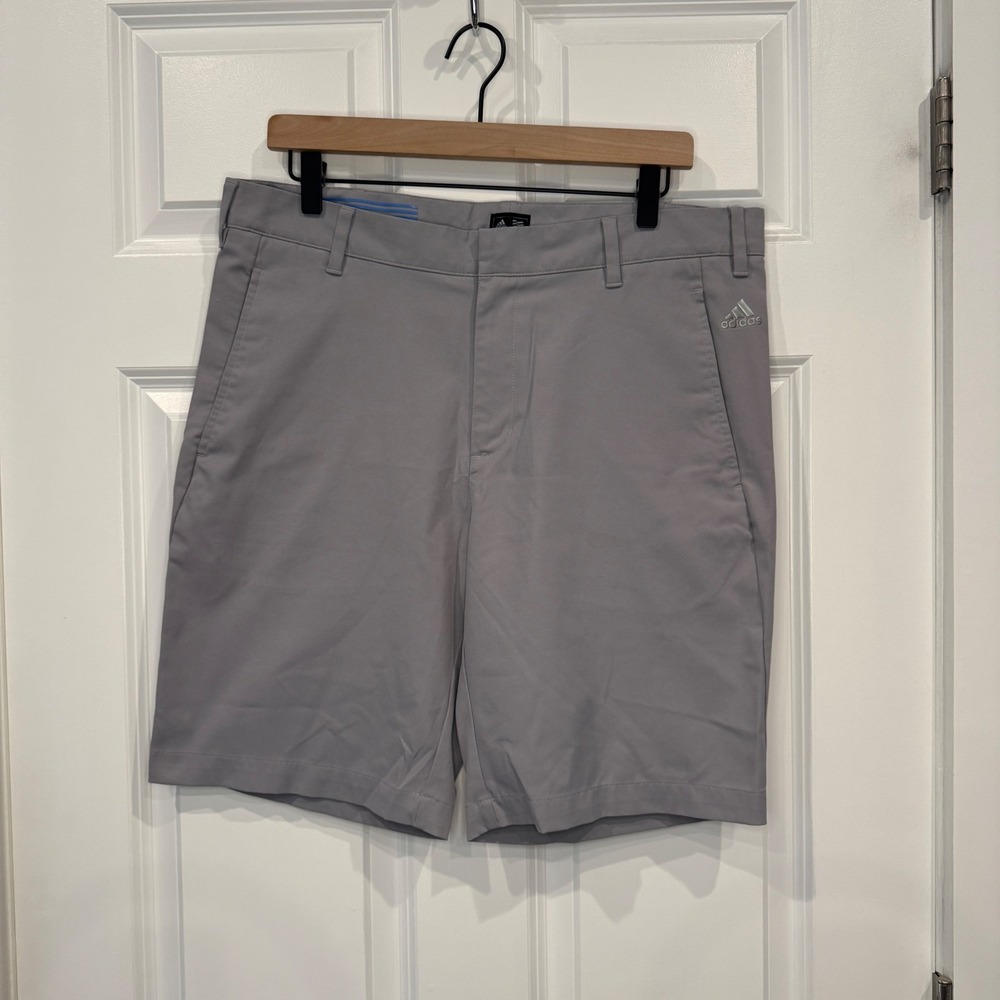 Adidas Mens Grey Golf Shorts Size 34 Flat Front Performance Athletic